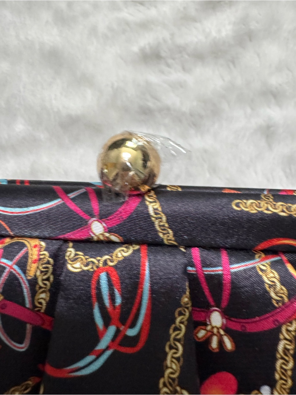 NWT- Alessia Bianchi equestrian chain print satin clutch purse - Picture 10 of 16